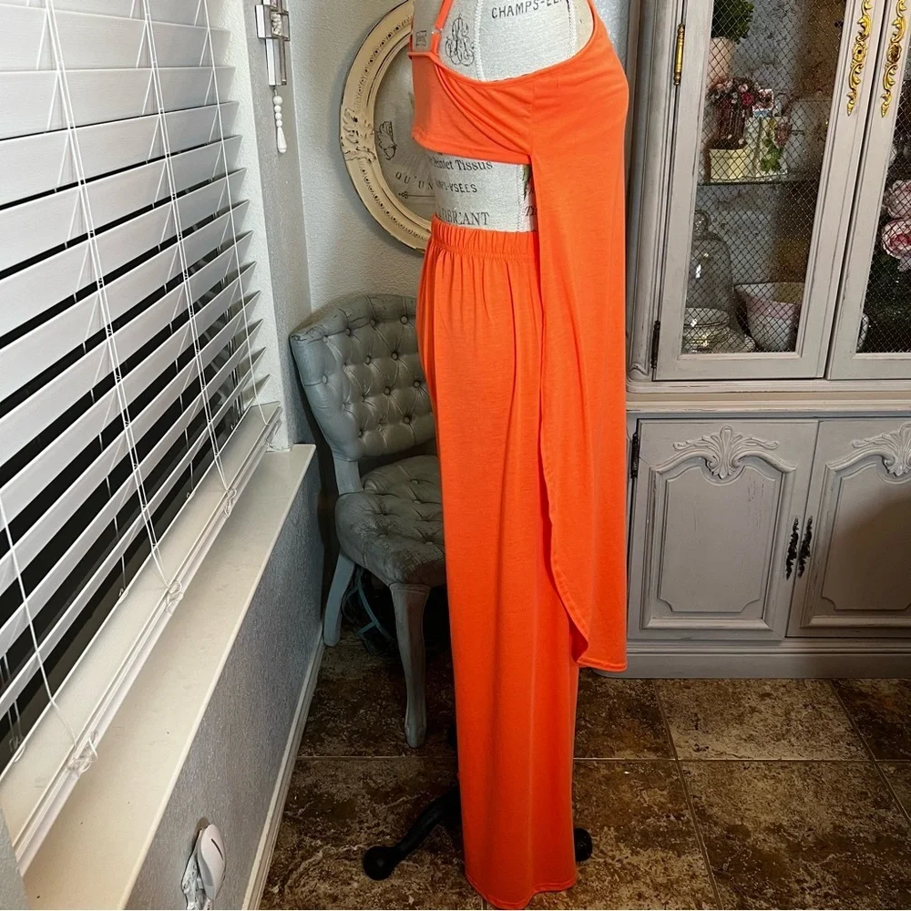 Elegant Orange summer vacation pant set